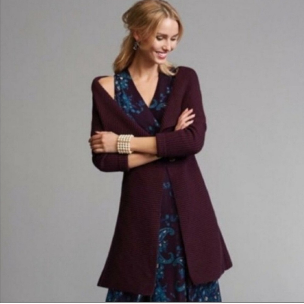 Cabi Regal Cardigan Mulberry Wine Ribbed #3350 - Picture 8 of 8
